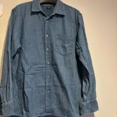 UNIQLO デニムブルー Lサイズ ボタンアップシャツ中古