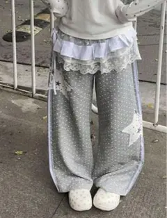 ウィッシュコア y2k スター柄 ドット スウェットパンツ
