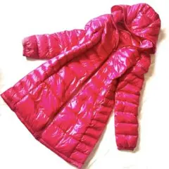 【ユニクロ】プレミアムダウン ウルトラライトロングコートピンク Sサイズ