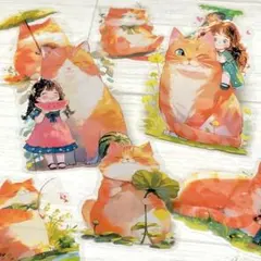 ◤コラージュ◢✨新品✨　PETシール　大きなペット　雨の日　10枚入り　動物　猫