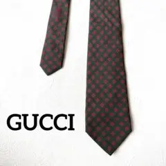 美品✨グッチ ネクタイ グレー ピンク 総柄 イタリア製 ロゴ