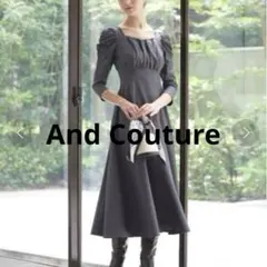 AND COUTURE スクエアネックギャザーワンピース Ｓ　ロングワンピース