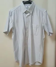 UNIQLO 半袖シャツ M 白と青のストライプ