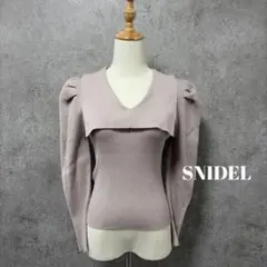 SNIDEL パフスリーブ Vネック リブニット 長袖 ピンク フリーサイズ