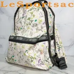 B038【極美品】LESPORTSAC★花柄 リュック バックパック アイボリー