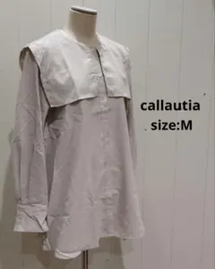 カラウティア callautia ケープカラー ブラウス シャツ ベージュ Mのサムネイル