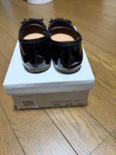 子供　セレモニーシューズ　ブラック ストラップ付きバレエシューズ 18.0cm