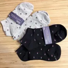 ブラック4足組新品 トミー ヒルフィガー ブランドレディース　黒灰　靴下ソックス