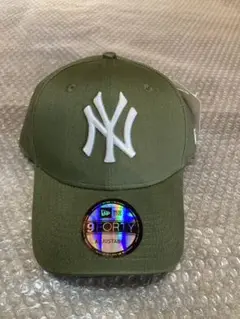 NEW ERA NY ロゴ Olive色White 刺繍男女キャップフリーサイズ