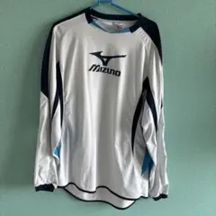 Mizuno 長袖シャツ ホワイト/ネイビー