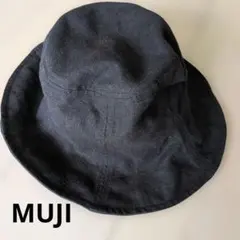 MUJI 麻100% バケットハット ブラック 57.5cmのサムネイル