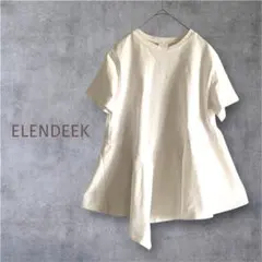 ELENDEEK エレンディーク ヘムフレア 切替 カットソー Tシャツ 白 Fのサムネイル
