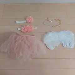 美品　おひるねアート　コスチューム　天使の羽　ベビードレス　セット