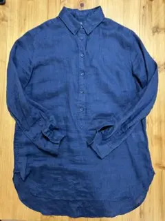 UNIQLO ネイビー 長袖シャツ 麻100%