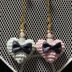 ハンドメイド♡あみぐるみ♡ハート型ストラップ 2個セット