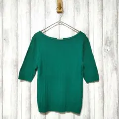 GU ジーユー (M)　ワイドリブボートネックセーター　5分袖