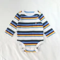 babyGAP　マルチボーダー　胸ポケット付きロンパース　60cm