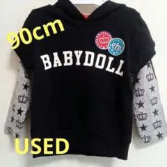 美品　90cm　USED　ベビードール　BABYDOLL　ロンＴ　重ね着風　長