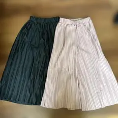 プリーツロングパンツ 120 ブラック ピンク 2点セットのサムネイル