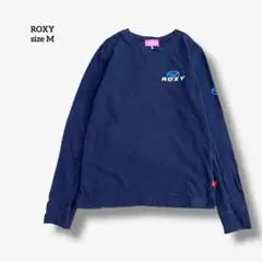 ロキシー Tシャツ ネイビー 長袖 日本製 ロゴプリント コットン a3375