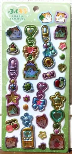 正規品 ぷくキラシール はむちゃんずわーるど チャーム ステッカー 匿名発送