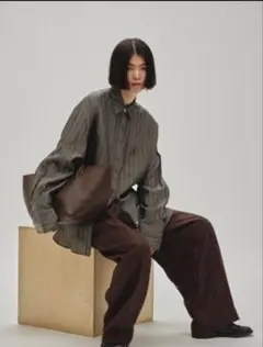 TODAYFUL Stripe Silky Shirts ダークグレー - メルカリ
