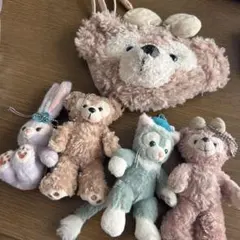 ダッフィー　シェリーメイ　ジェラトーニ　ステラルーぬいぐるみバッジ4点セット