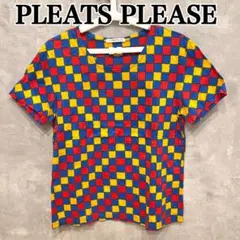 美品】 イッセイミヤケ PLEATS PLEASE 半袖 マルチカラー - メルカリ