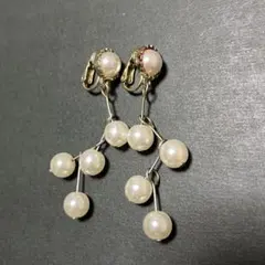 パール付き　ツリー型　クリップ式ピアス　結婚式　アクセサリー　大粒パーツ