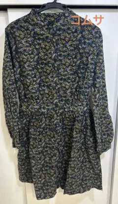 コムサ150-160 花柄長袖ワンピース　COMME FILLE 子供服　秋冬服