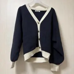 SNIDEL ニットカーディガン バイカラーミドルカーディガン