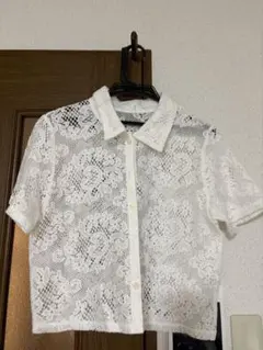 GU ホワイト レース 半袖シャツ　XL