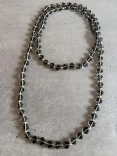 H.P.フランス グレー ガラスビーズ ロングネックレス 105㎝