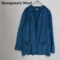 70s Montgomery Ward ベロアガウン 羽織り ブルー系