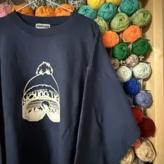 アメリカ古着 オーバーサイズトレーナー ネイビー スノーボードキャップデザイン