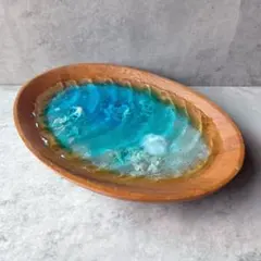 【1241】オーシャンアートの木製小物置き （Ｍ）┃ レジンアート　海