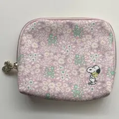 スヌーピー 花柄ポーチ　ポケットティッシュ入れ付き　未使用品