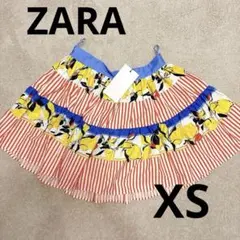 新品タグ付き ザラ ZARA フレアスカート レモン柄 ストライプ ミニスカートのサムネイル