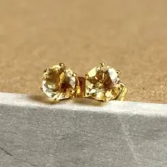 シトリン ピアス 6mm スタッドピアス 天然石