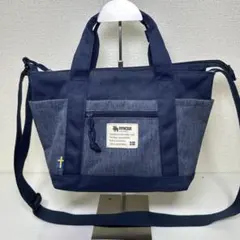 美品 moz モズ 2WAY トートバッグ ショルダーバッグ ネイビー デニム調のサムネイル
