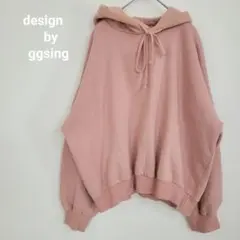 ゆったりパーカー　ピンク　リボン長め　かわいい　大きめ　オーバーサイズ