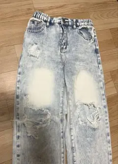 ダメージ　デニムパンツ　　140サイズ　Gパン　ジーパン　ケミカル　男子女子