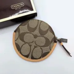 未使用 COACH コーチ ラウンド型 コインケース ブラウン 茶 ユニ 
