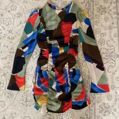 ZARA マルチカラー 長袖ワンピース S