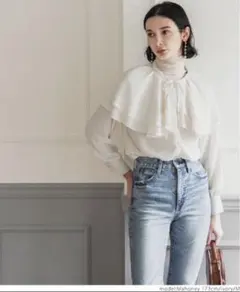 coca ビッグカラー　フリルブラウス　M アイボリー　フォーマル　セレモニー