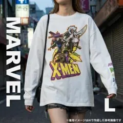 MARVEL マーベル 長袖 ロンT US古着 ホワイト L 2476