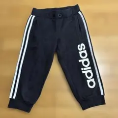 adidas 黒 ボトムス サイドストライプ　7部丈