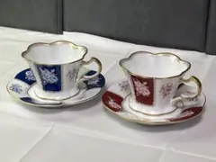 HOYA エスプレッソ カップ＆ソーサー ペアセット ブルー レッド