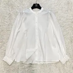 新品 PLST バンドカラーギャザーブラウス ホワイト M*OD951 - メルカリ