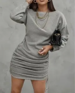 【未使用美品】♥︎グレー スウェット 無地ワンピース 長袖2800円→タイムセール